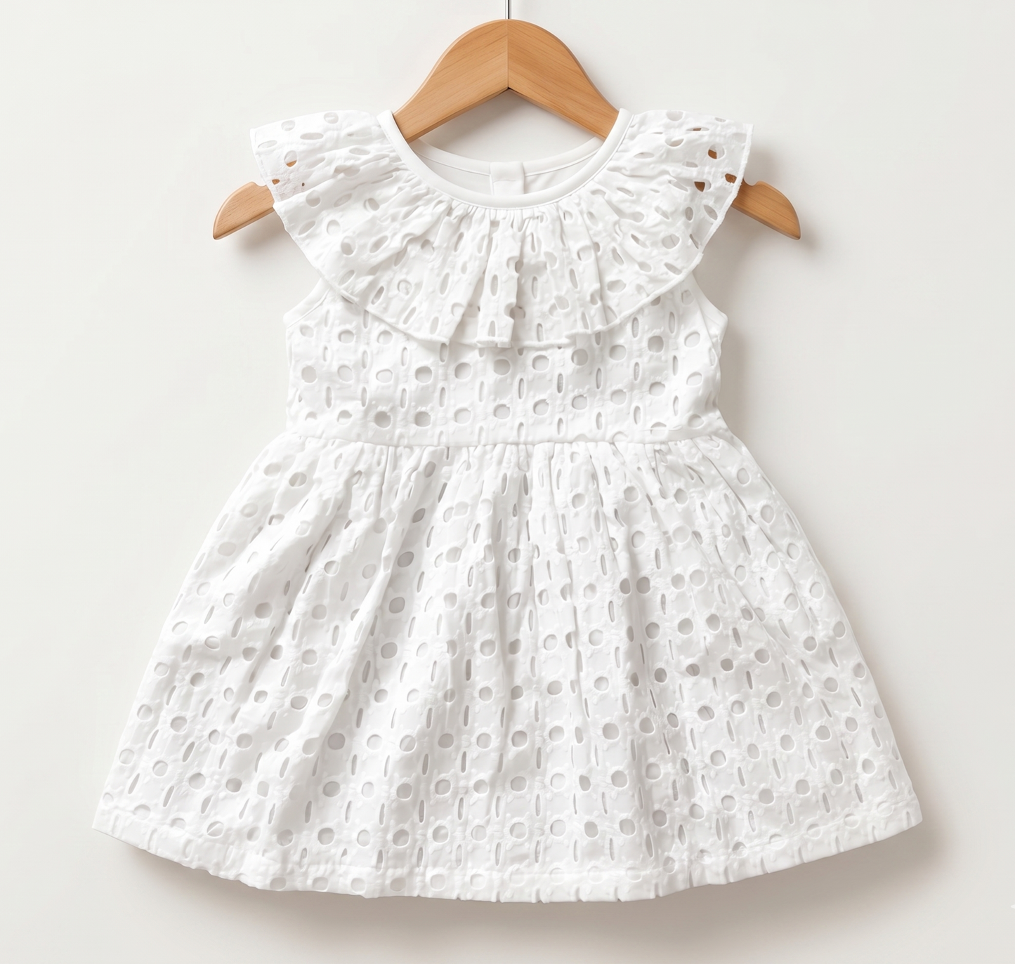 Pristine white schiffly frock set of 3