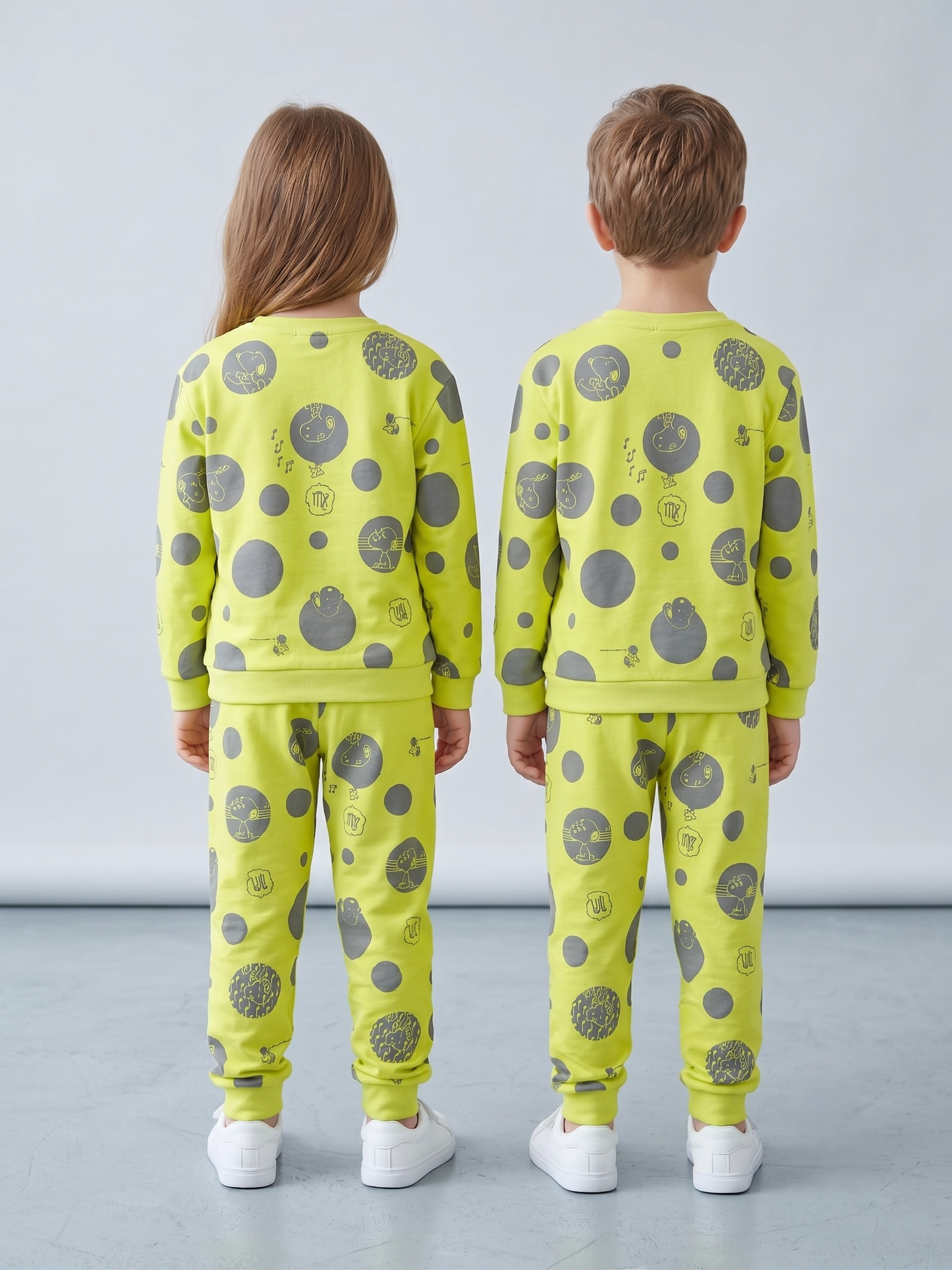 Unisex Yellow Cotton Printed Full Sleeve Co-ord Sets