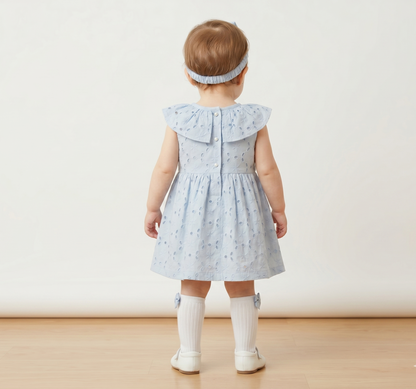 Powder blue schiffly frock set of 3