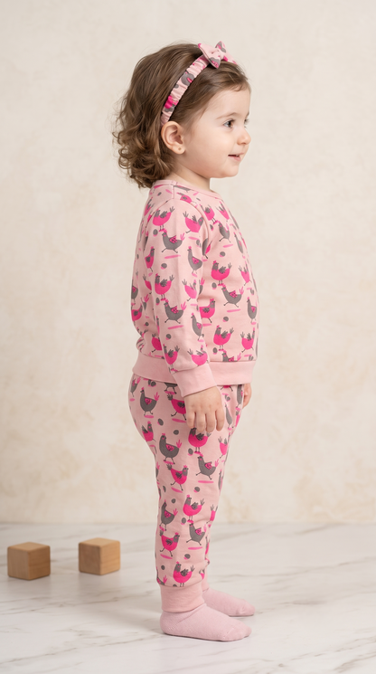 Unisex Cotton Hen Print Full Sleeve Co-ord Sets