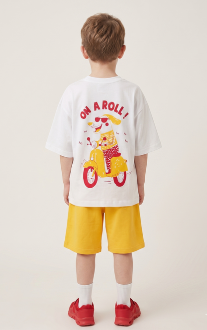 On a roll Over-sized t-shirt & shorts set