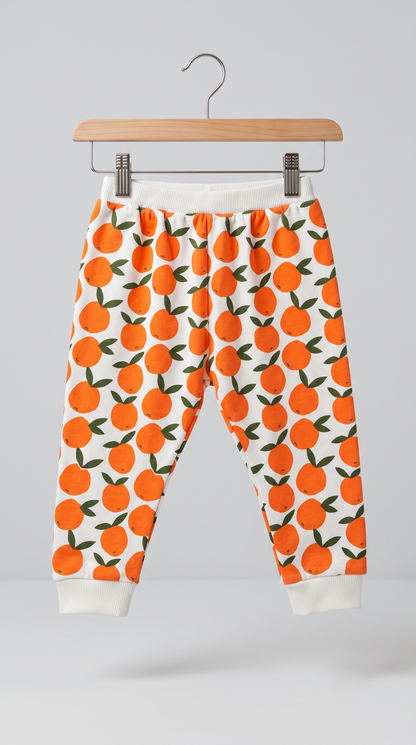 Unisex Cotton Orange Print Full Sleeve Co-ord Sets