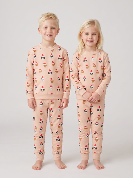 Unisex Beige Cotton Printed Full Sleeve Co-ord Sets