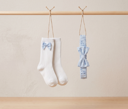 Powder blue schiffly frock set of 3