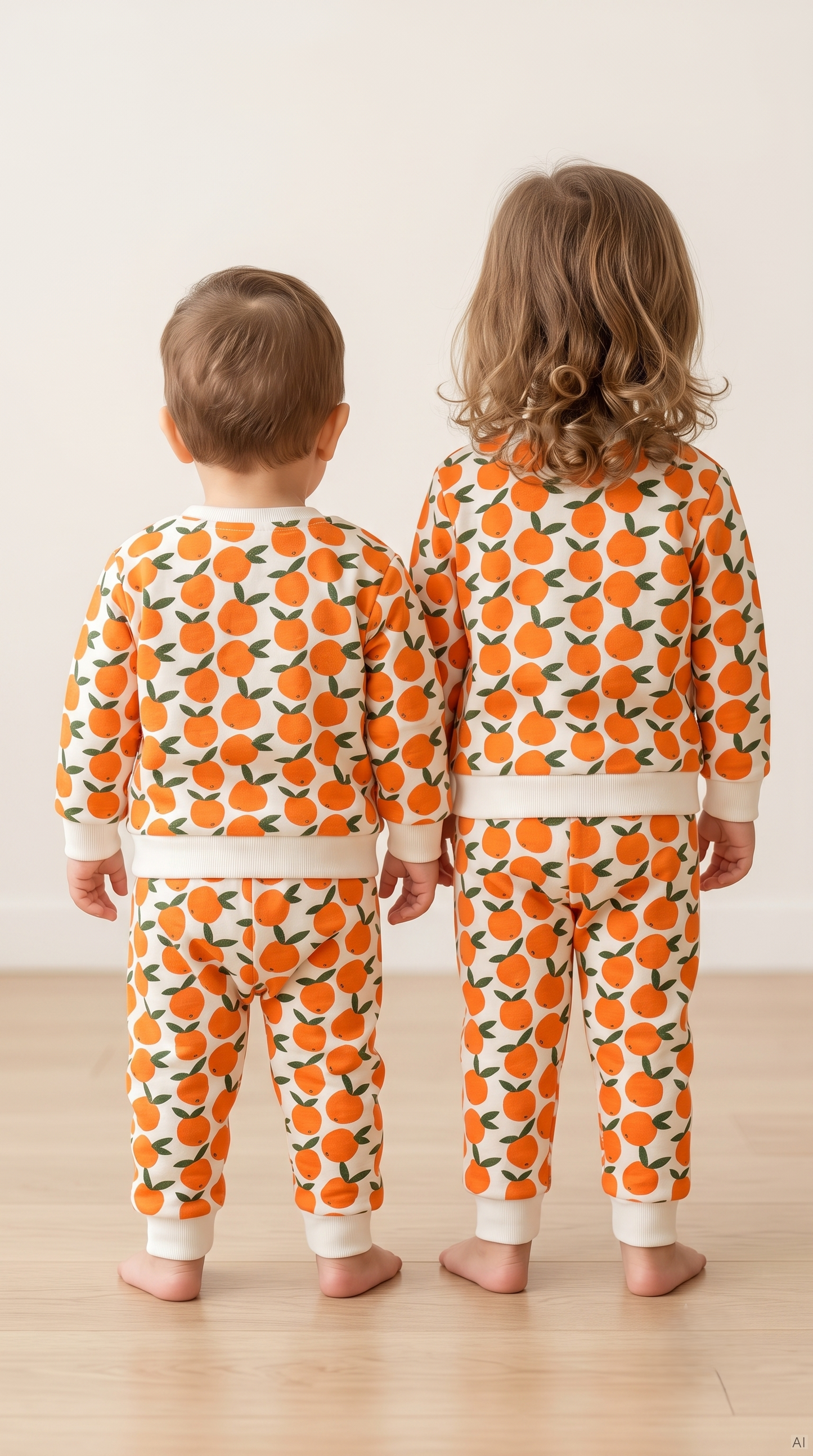 Unisex Cotton Orange Print Full Sleeve Co-ord Sets